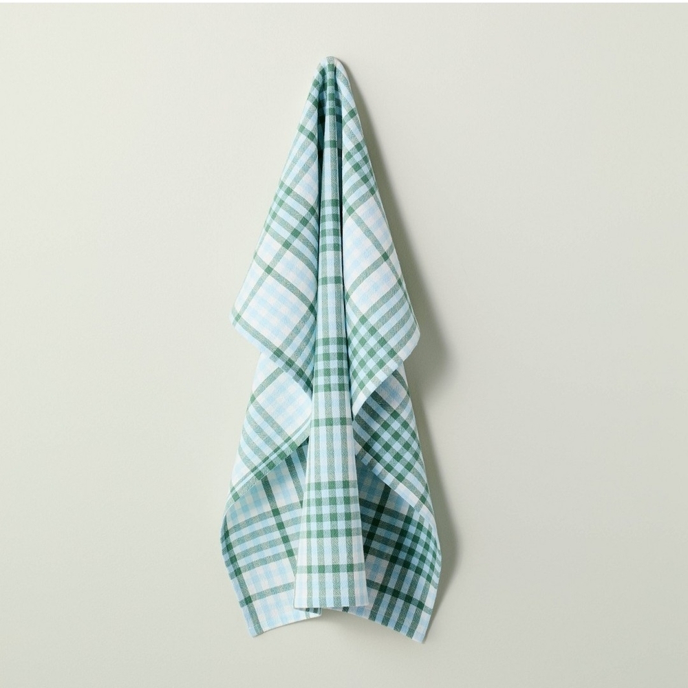 Hearth & Hand With Magnolia Layered Plaid Cotton Flour Sack Kitchen Towel Green/